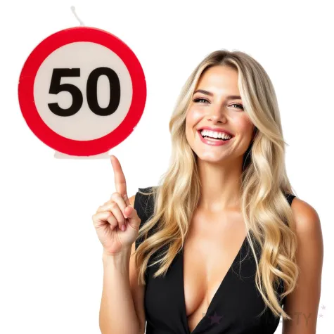 swieczka na tort 50 urodziny bialo czerwona dekora