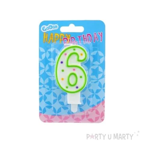 swieczka na tort 6 godan kropeczki 8 cm