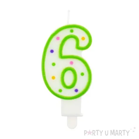 swieczka na tort 6 godan kropeczki 8 cm