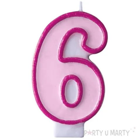 swieczka na tort 6 partydeco rozowa