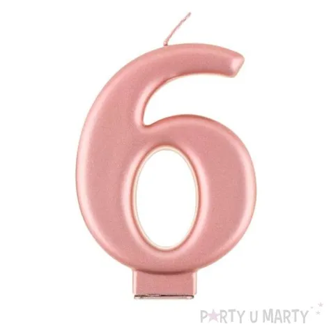 swieczka na tort 6 rozowe zloto godan