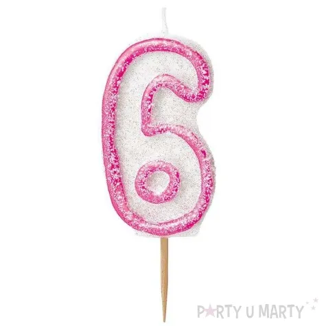swieczka na tort 6 unique rozowa