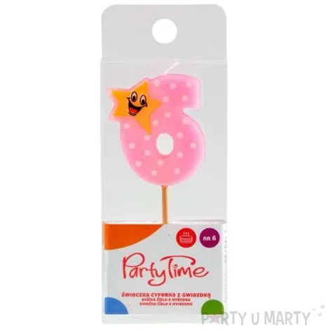 swieczka na tort 6 z gwiazdka rozowa arpex