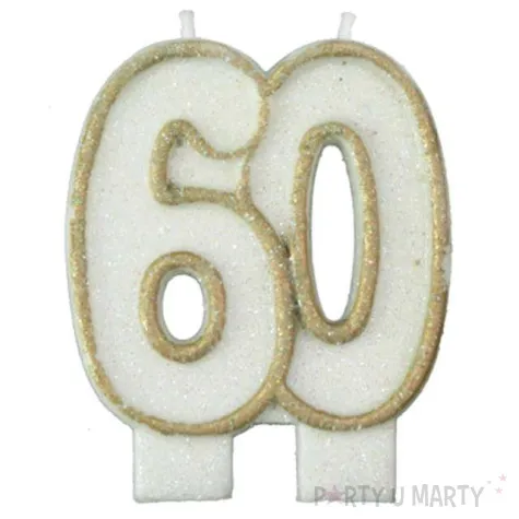 swieczka na tort 60 arpex zlota brokatowa 6 cm