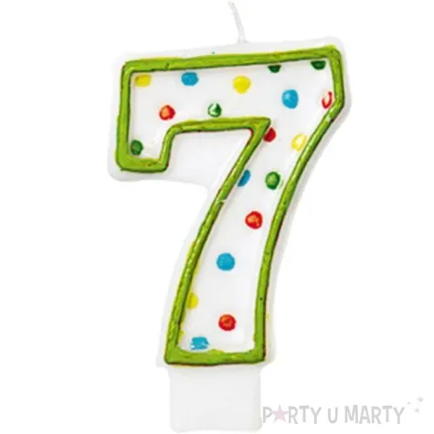 swieczka na tort 7 amscan kropeczki 8 cm