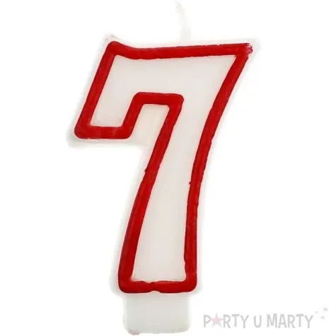 swieczka na tort 7 godan czerwony kontur 7 cm
