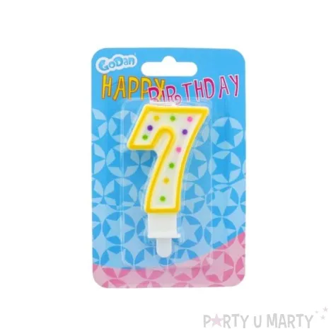 swieczka na tort 7 godan kropeczki 8 cm