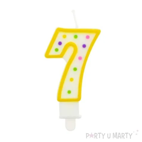 swieczka na tort 7 godan kropeczki 8 cm
