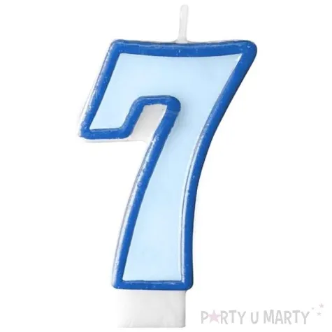 swieczka na tort 7 partydeco blekitna