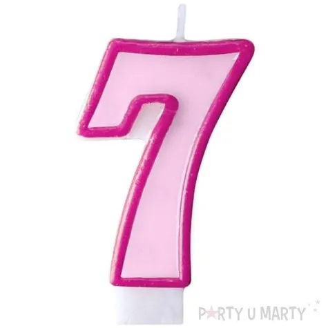 swieczka na tort 7 partydeco rozowa