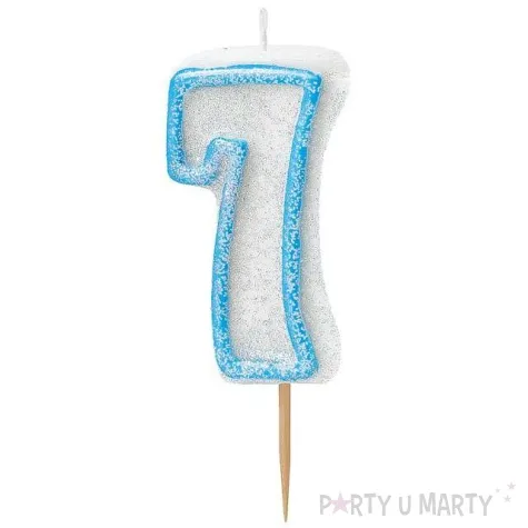 swieczka na tort 7 unique blekitna