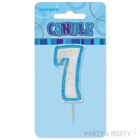 swieczka na tort 7 unique blekitna