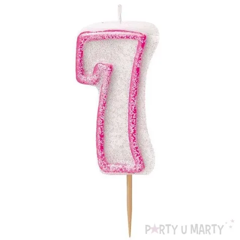 swieczka na tort 7 unique rozowa