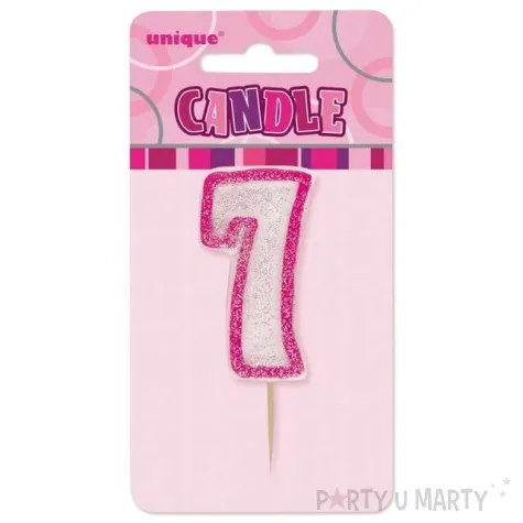 swieczka na tort 7 unique rozowa