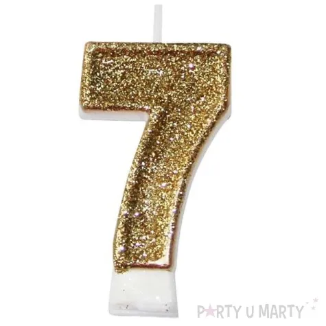 swieczka na tort 7 zlota z brokatem arpex 7 5 cm