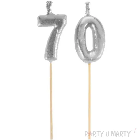 swieczka na tort 70 silver piker santex 8 cm