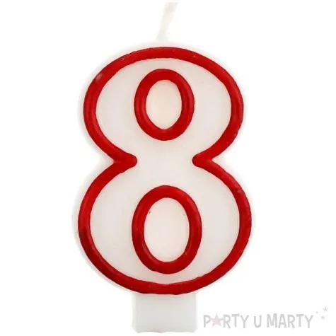 swieczka na tort 8 godan czerwony kontur 7 cm