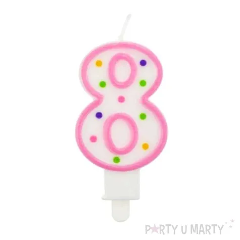 swieczka na tort 8 godan kropeczki 8 cm