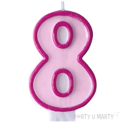 swieczka na tort 8 partydeco rozowa