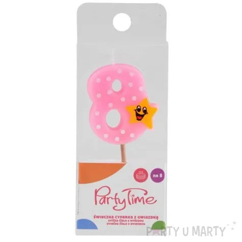 swieczka na tort 8 z gwiazdka rozowa arpex