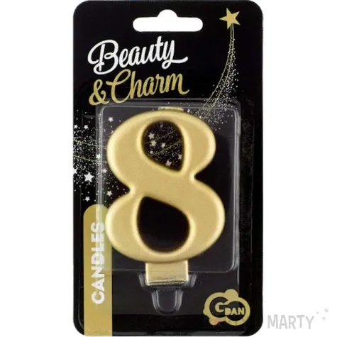 swieczka na tort 8 zlota godan