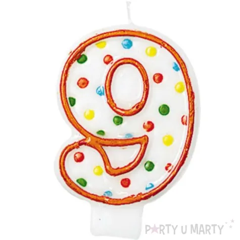 swieczka na tort 9 amscan kropeczki 8 cm