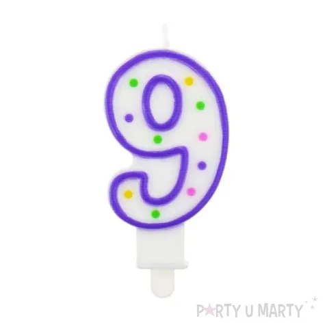 swieczka na tort 9 godan kropeczki 8 cm