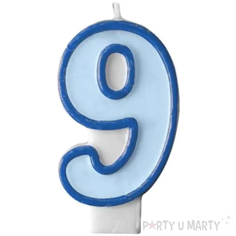 swieczka na tort 9 partydeco blekitna
