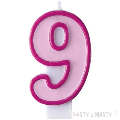 swieczka na tort 9 partydeco rozowa