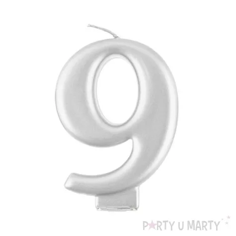 swieczka na tort 9 srebrna godan