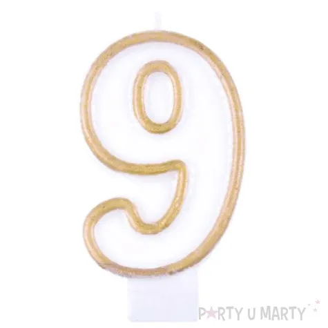 swieczka na tort 9 zloty kontur arpex