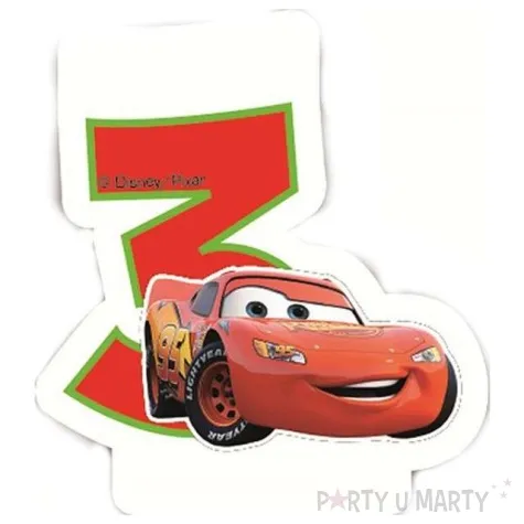 swieczka na tort cars neon cyfra 3 procos 6 cm