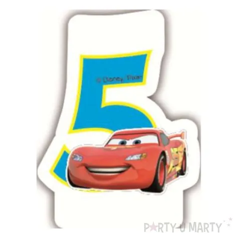swieczka na tort cars neon cyfra 5 procos 6 cm