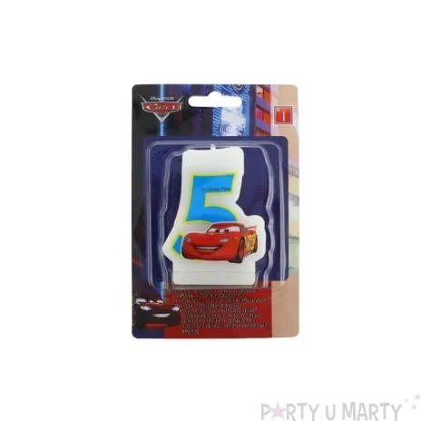 swieczka na tort cars neon cyfra 5 procos 6 cm