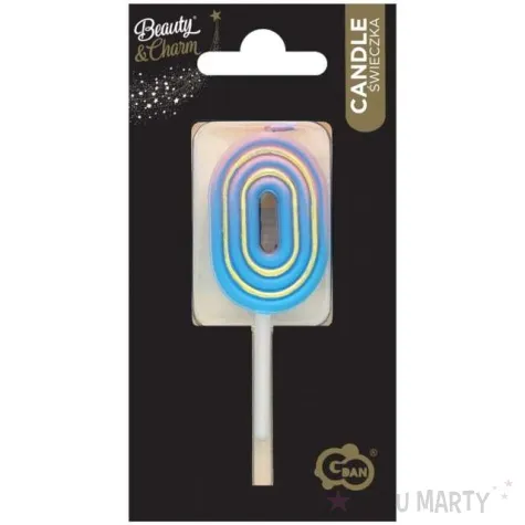 swieczka na tort cyferka 0 neon ombre godan
