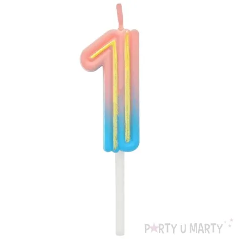 swieczka na tort cyferka 1 neon ombre godan