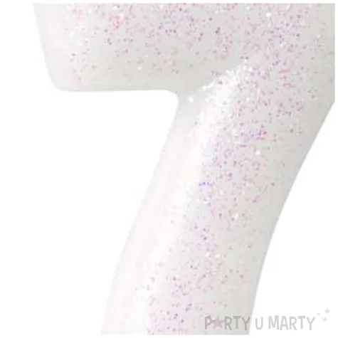 swieczka na tort cyferka 7 rozowy brokat biala amscan 6 5 cm