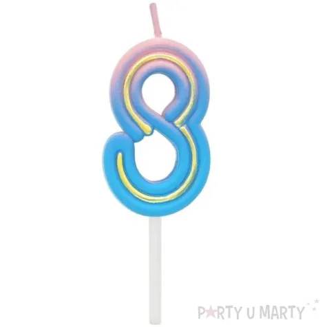 swieczka na tort cyferka 8 neon ombre godan