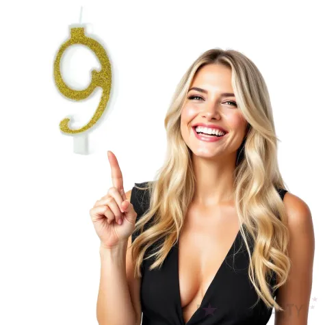 swieczka na tort cyferka 9 brokatowa zlota partypal