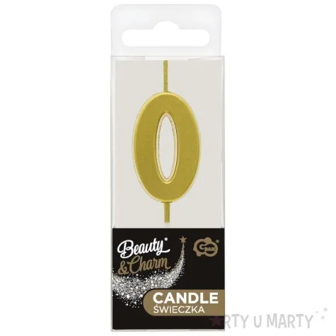 swieczka na tort cyfra 0 beauty charm piker zloty godan 9 5 cm