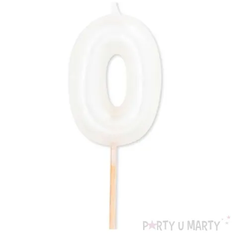 swieczka na tort cyfra 0 bialy perlowy givi 8 cm