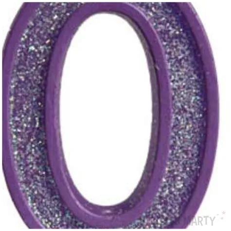 swieczka na tort cyfra 0 brokat fioletowa guirca 4 cm