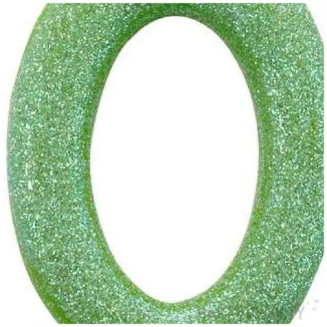 swieczka na tort cyfra 0 brokatowa zielona amscan