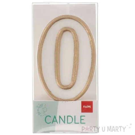swieczka na tort cyfra 0 chique gold folat 9 cm