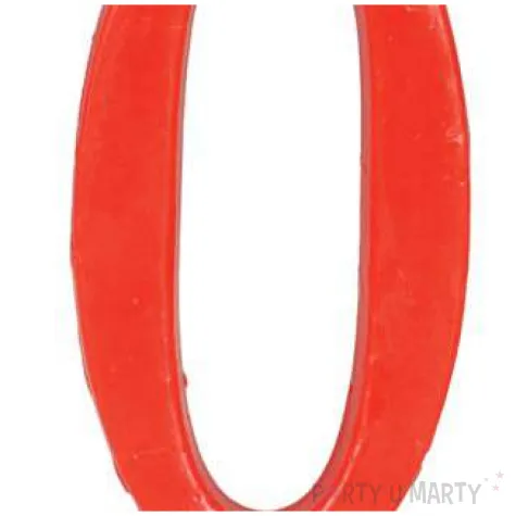 swieczka na tort cyfra 0 czerwona guirca 12 cm