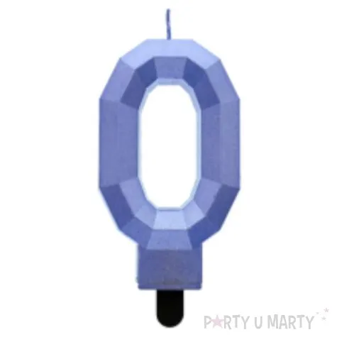 swieczka na tort cyfra 0 diament niebieska godan 7 6 cm
