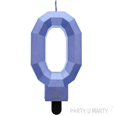 swieczka na tort cyfra 0 diament niebieska godan 7 6 cm