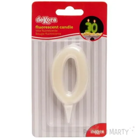 swieczka na tort cyfra 0 fluo dekora 6 cm