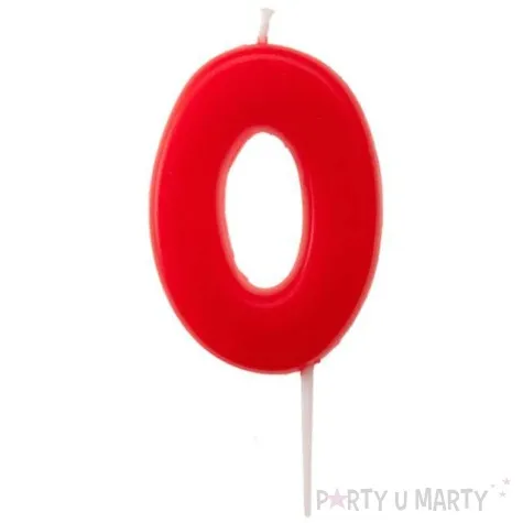 swieczka na tort cyfra 0 glober czerwona dekora 5 5 cm