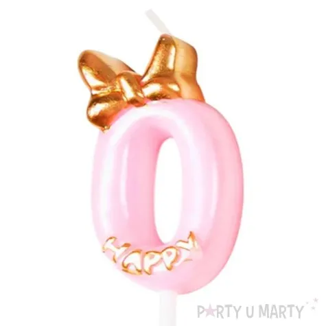 swieczka na tort cyfra 0 happy rozowa jasna jix 9 3 cm